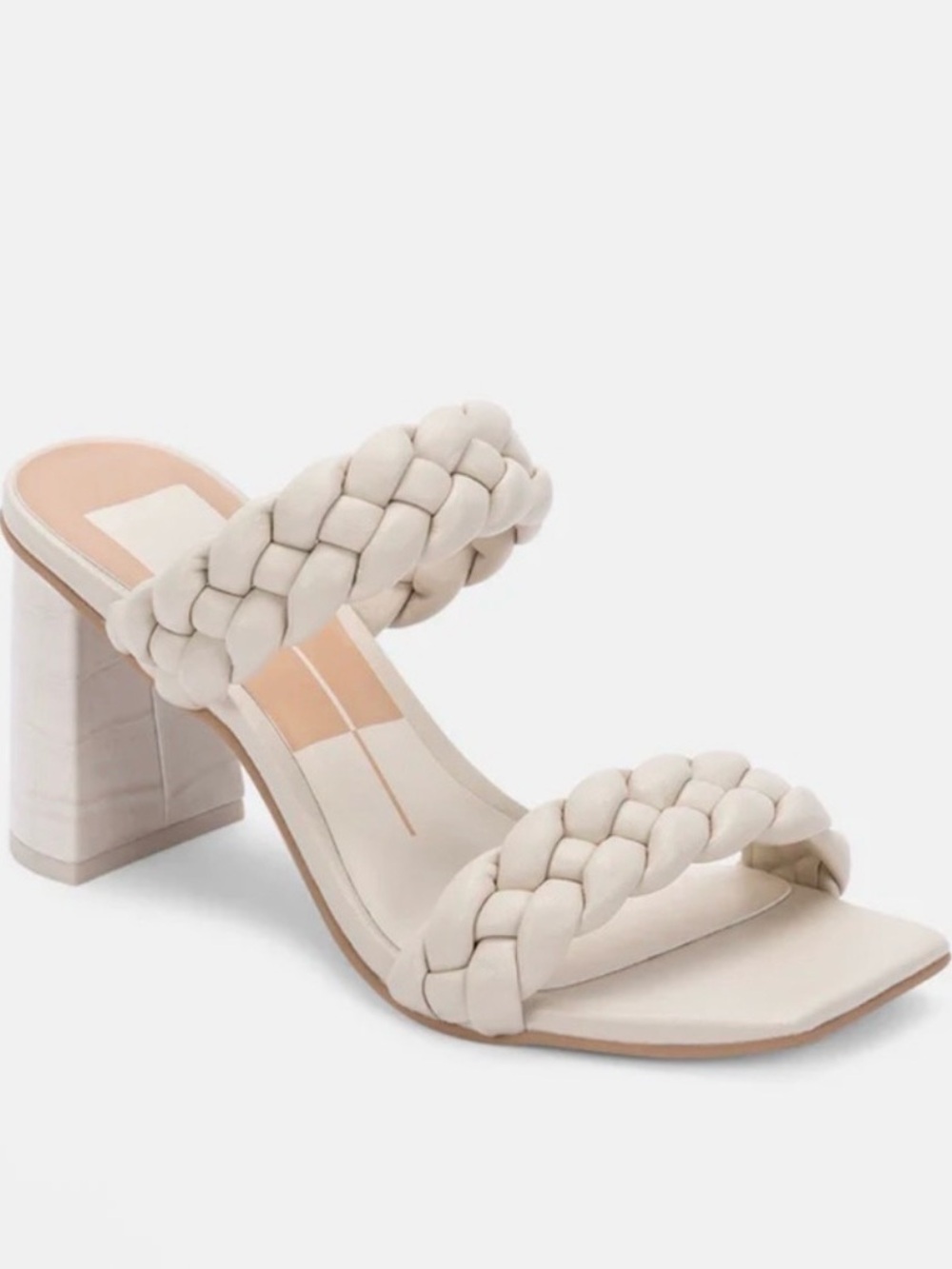 Dolce Vita Ivory Braided Double-Strap Block Heel Mule